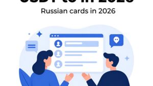 Схематичное изображение процесса перевода криптовалюты USDT на банковскую карту РФ через сервис Онли Фаст Пэй
